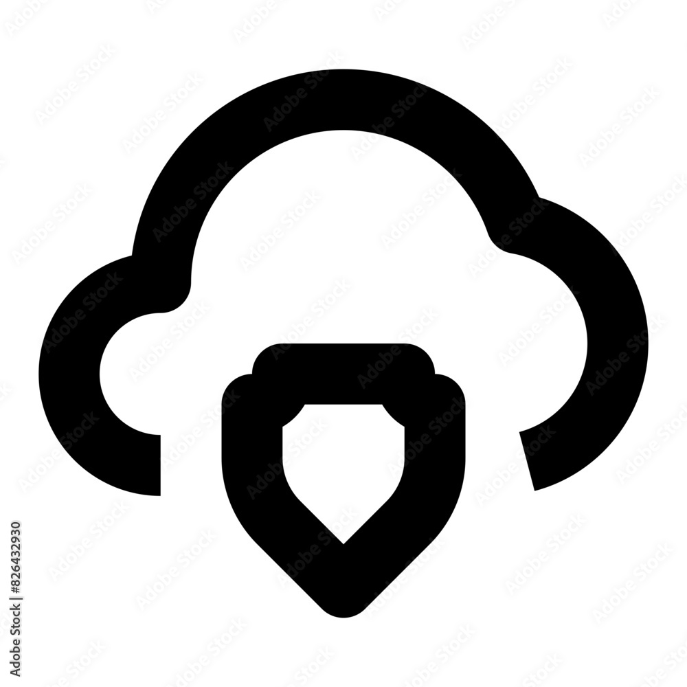cloud shield line icon for user interface cloud shield line icon for user interface