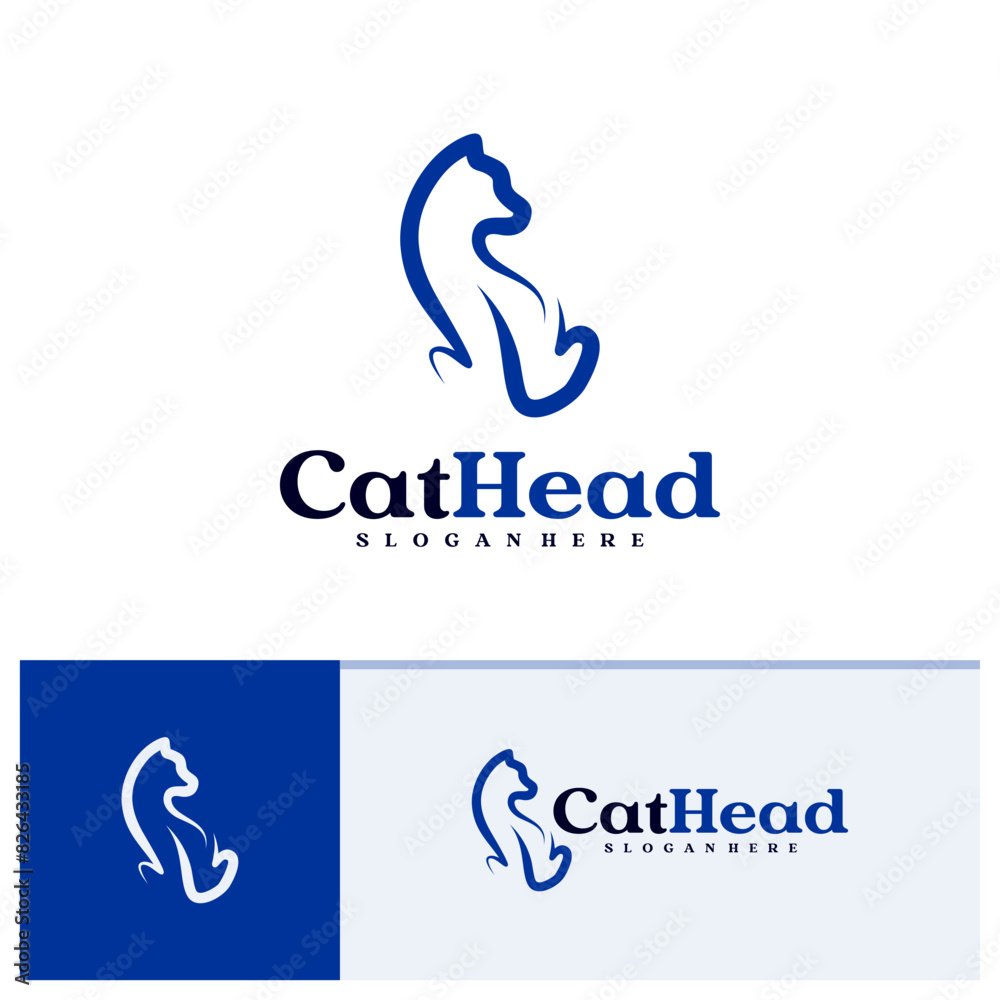 Obraz premium Cat logo vector template, Creative Cat head logo design concepts