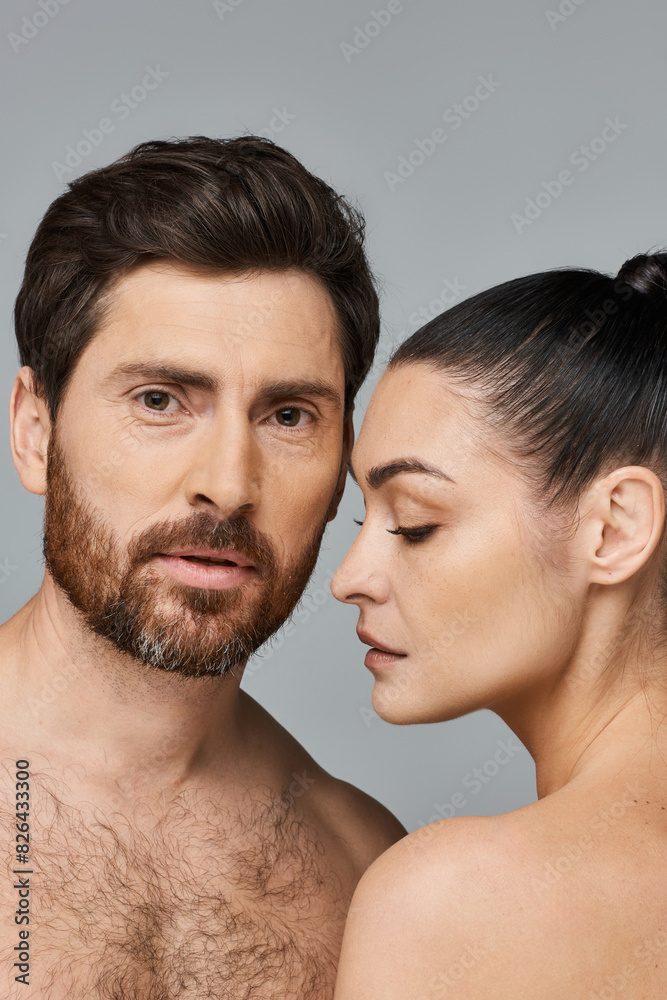 Fototapeta premium A man and woman pose gracefully together.