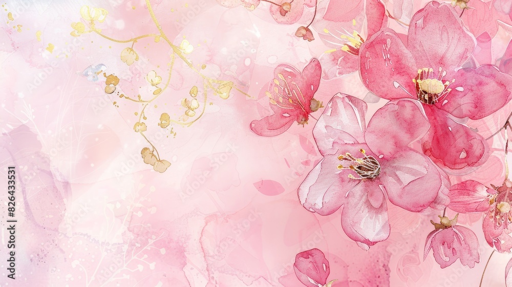 Delicate watercolor flowers on pink background Delicate watercolor flowers on pink background