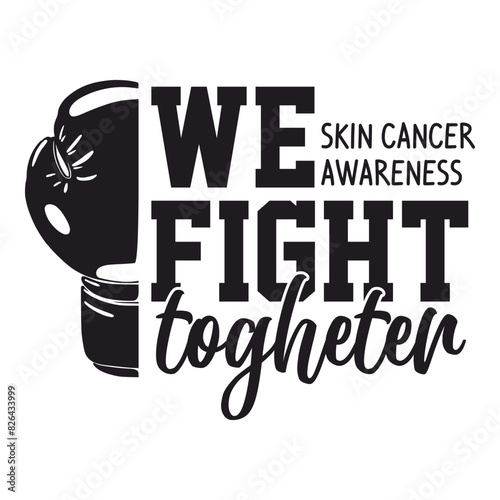 lettering skin cancer vector image, black ribbon, EPS 10