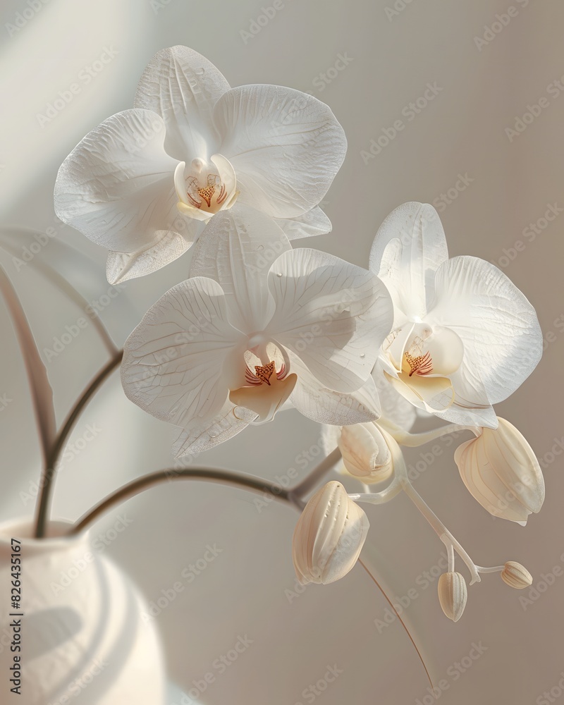 Obraz premium Elegant white orchid flowers in vase