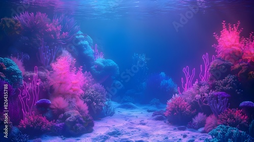Neon Lit Underwater Wonderland A Captivating Backdrop for Summer Products and Swimwear