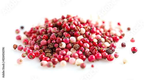 Peppery Pink Pepper Peas on a White Background Studio Image photo