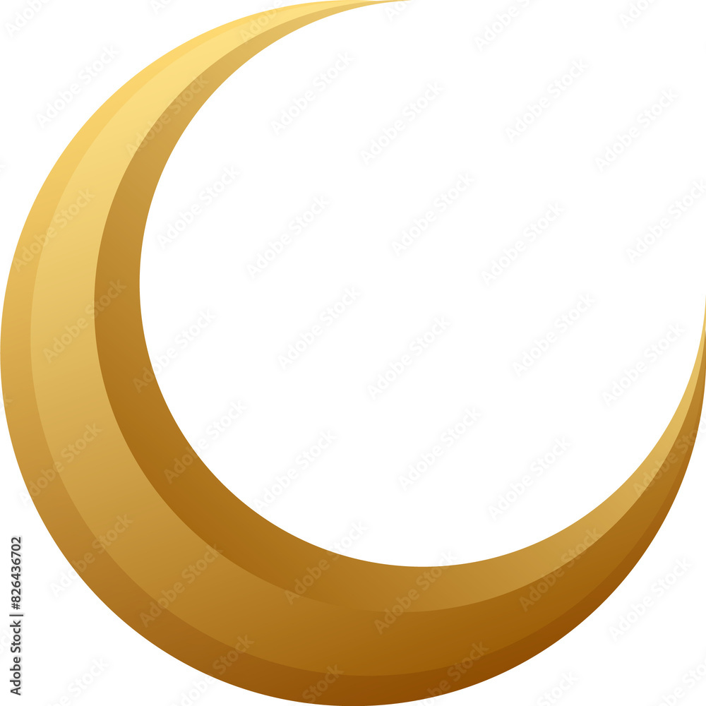 Isolated Golden Crescent Moon Islamic Symbol or Element Png. Isolated Golden Crescent Moon Islamic Symbol or Element Png.