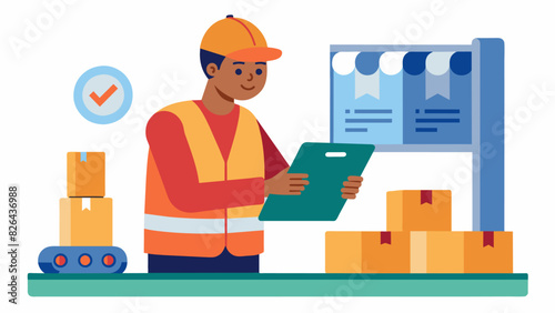 The final step in the process where the finished product is carefully inspected and approved before being packaged and shipped out to be used by. Vector illustration