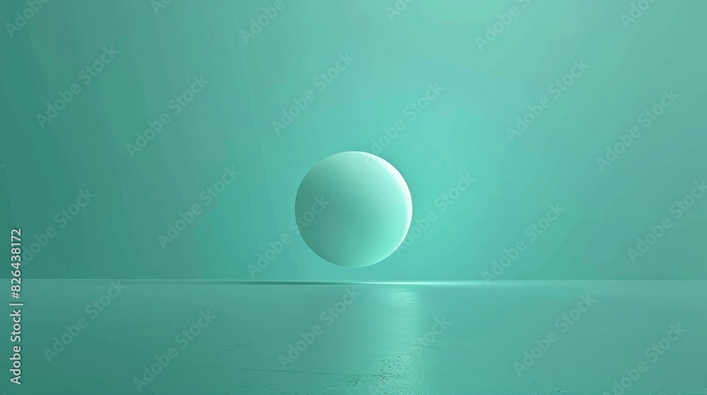 A serene moment frozen in time: a floating circle on a calming teal solid colored backdrop. A serene moment frozen in time: a floating circle on a calming teal solid colored backdrop.