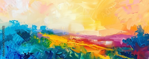 Colorful abstract painting showcasing dynamic brush strokes and vivid colors