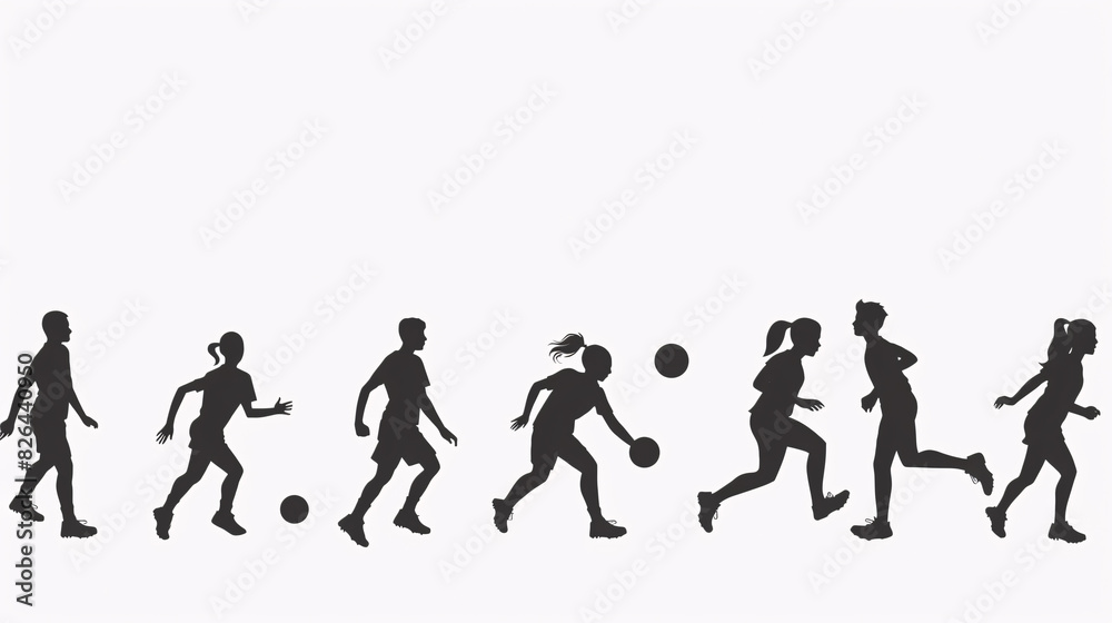 Vector silhouette set of people in various poses on a white background Vector silhouette set of people in various poses on a white background