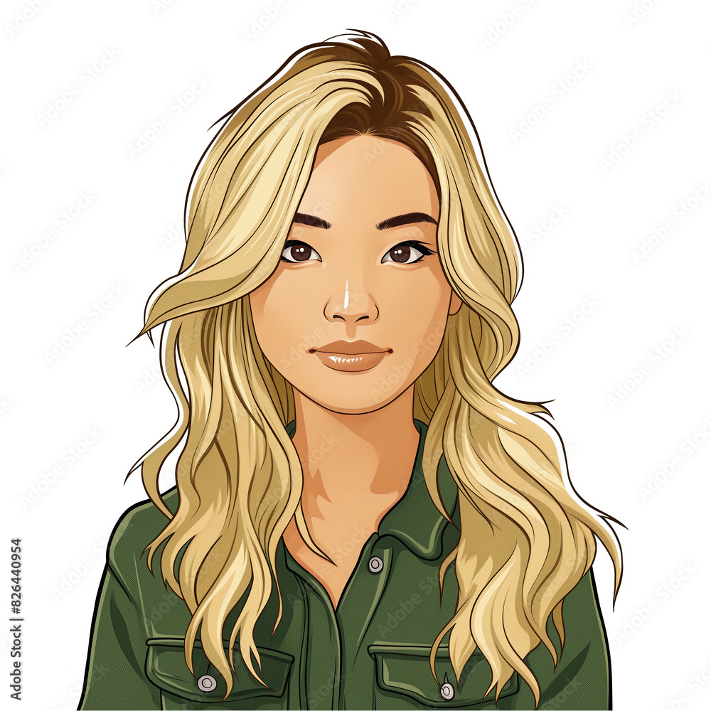 asian girl with blonde hair . Clipart PNG image . Transparent background . Cartoon vector style asian girl with blonde hair . Clipart PNG image . Transparent background . Cartoon vector style