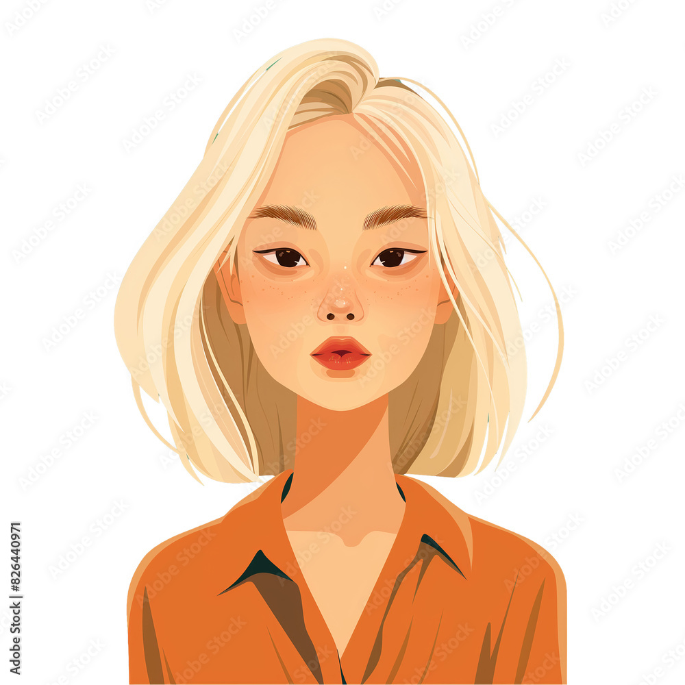asian girl with blonde hair . Clipart PNG image . Transparent background . Cartoon vector style asian girl with blonde hair . Clipart PNG image . Transparent background . Cartoon vector style