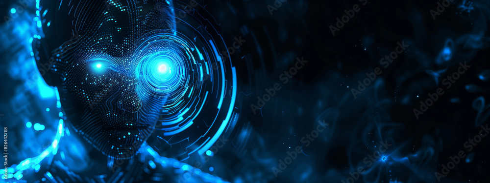 Captivating glow of an AI robot, its inner neon blue light emanating an ethereal presence against a dark backdrop, hinting at the technological wonder within. Captivating glow of an AI robot, its inner neon blue light emanating an ethereal presence against a dark backdrop, hinting at the technological wonder within.