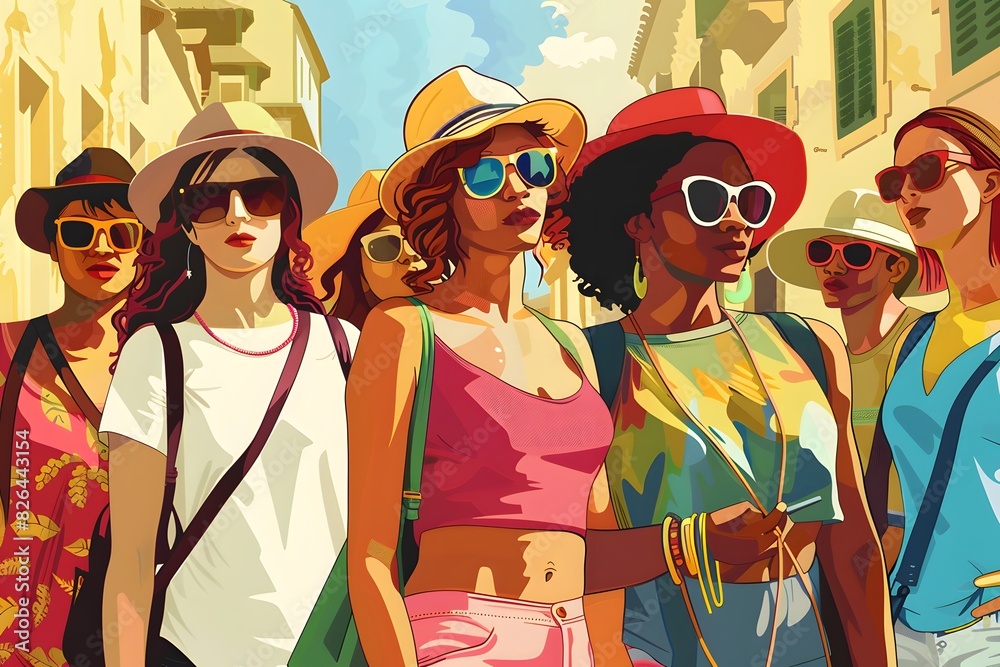 LGBTQ+ tours: Design an image of LGBTQ+ tours, showcasing a group of diverse travelers exploring historical sites, cultural landmarks, and scenic destinations with a knowledgeable guide LGBTQ+ tours: Design an image of LGBTQ+ tours, showcasing a group of diverse travelers exploring historical sites, cultural landmarks, and scenic destinations with a knowledgeable guide