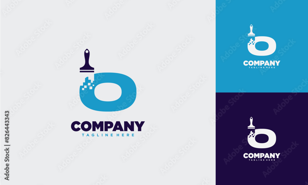 Fototapeta premium Paint Tech digital Letter O Logo Template Design Vector, Design Concept, Creative Symbol 