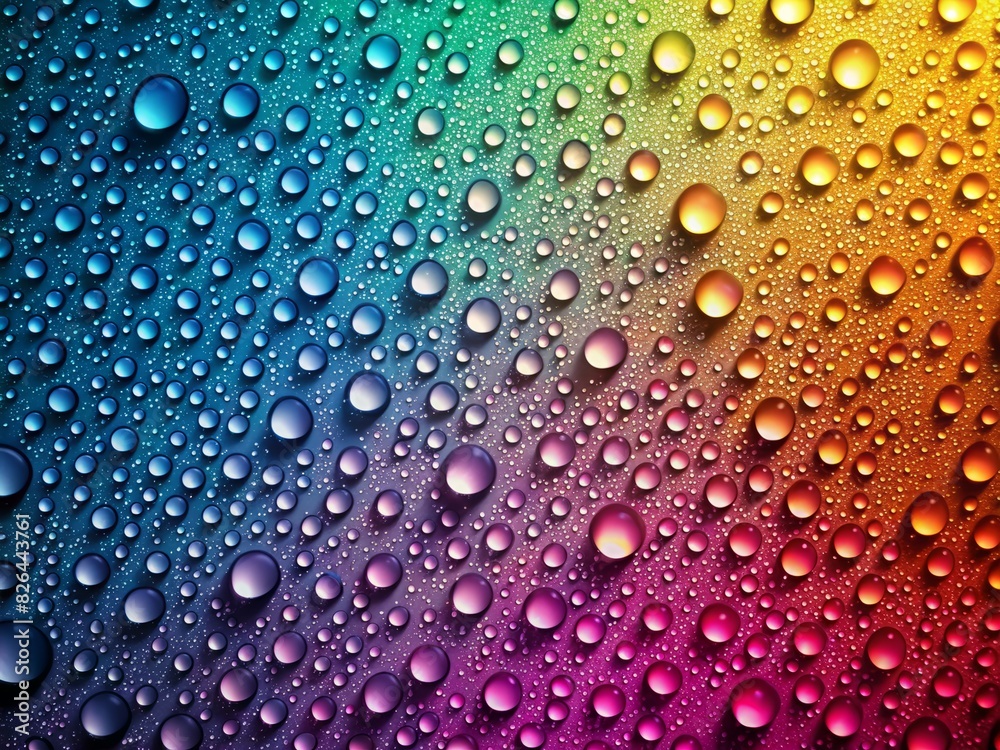 Gradient background with realistic small transparent water droplets on the background.