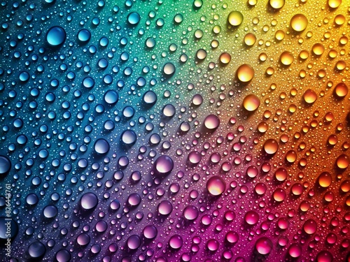 Gradient background with realistic small transparent water droplets on the background.