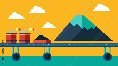 From unearthed seams to final shipment the coal sorting conveyor belt plays a crucial role in the journey of this valuable resource.. Vector illustration photo