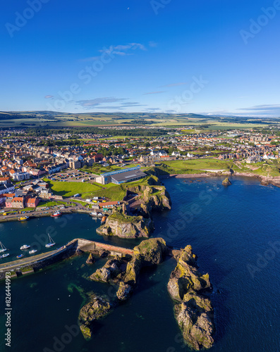 Aerial view of Dunbar Castle and Leisure Centre, Dunbar, Scotland, United Kingdom. photo