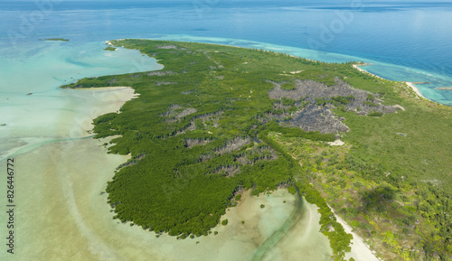 Aerial view of Menai Island in Cosmoledo atoll, Outer Islands, Seychelles. photo