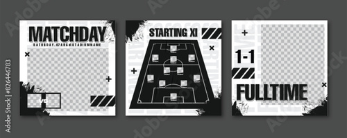 Sport Social Media Post Template , Football Match Day , Starting 11 , Starting Eleven , Full time