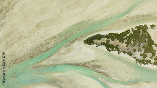 Aerial view of Astove lagoon, abstract, Outer Islands, Seychelles. photo