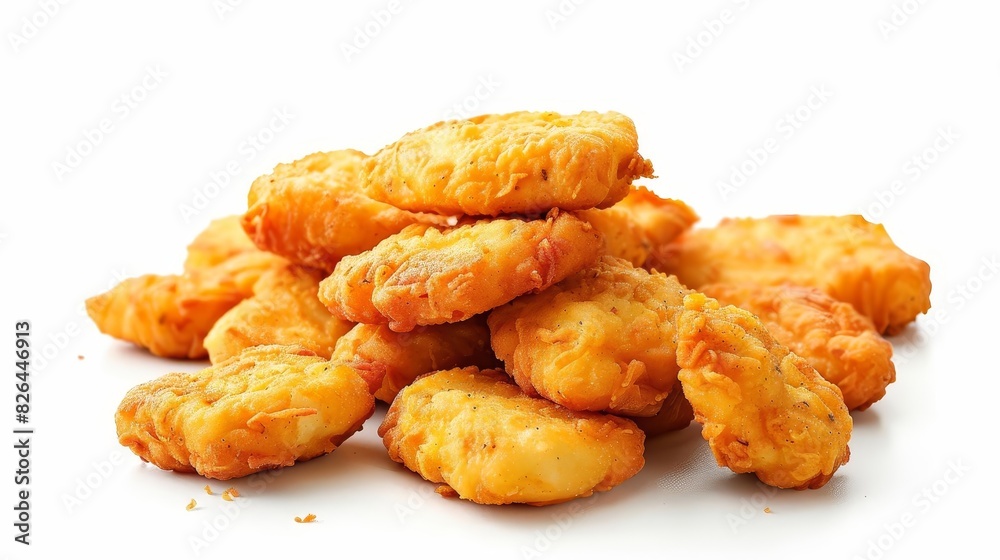 golden crispy fried chicken nuggets isolated on white mouthwatering fast food still life realistic digital painting golden crispy fried chicken nuggets isolated on white mouthwatering fast food still life realistic digital painting