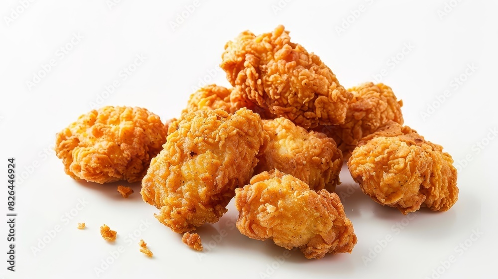 golden crispy fried chicken nuggets isolated on white mouthwatering fast food still life realistic digital painting golden crispy fried chicken nuggets isolated on white mouthwatering fast food still life realistic digital painting