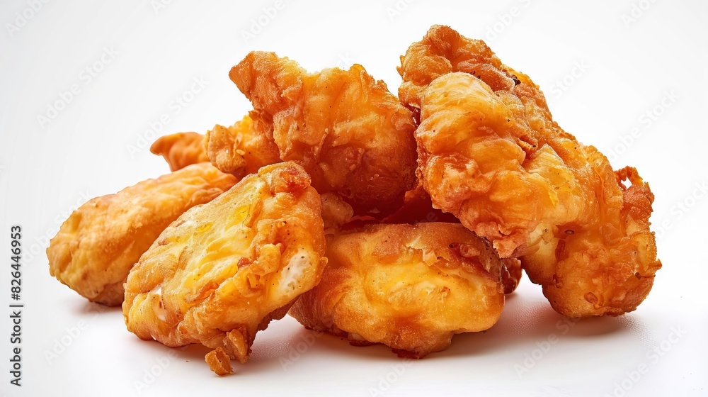 golden crispy fried chicken nuggets isolated on white mouthwatering fast food still life realistic digital painting golden crispy fried chicken nuggets isolated on white mouthwatering fast food still life realistic digital painting
