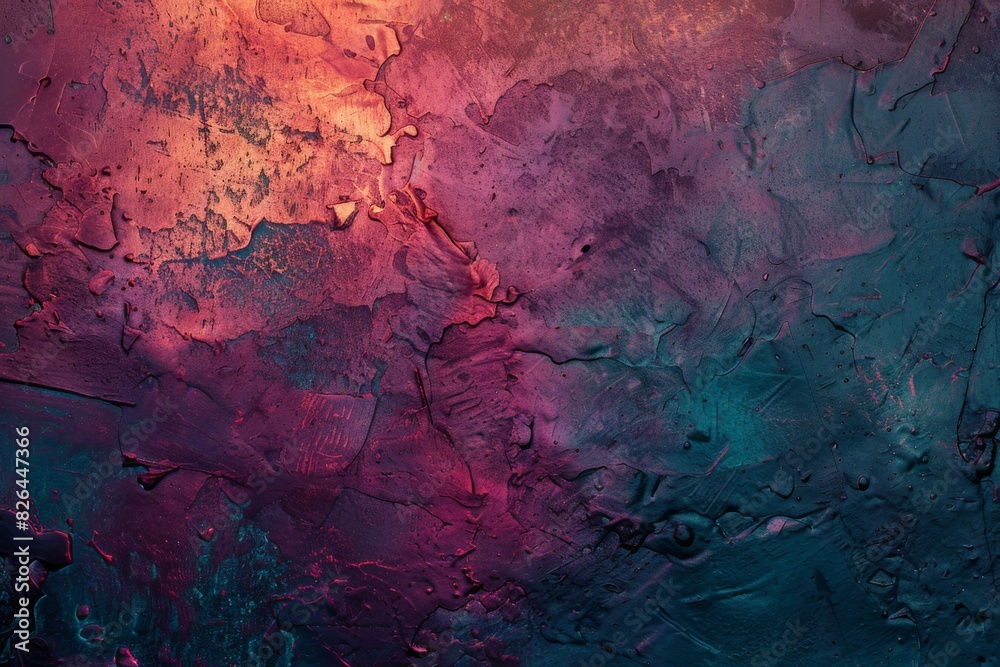 Pink and blue background with numerous paint splatters. Art concept