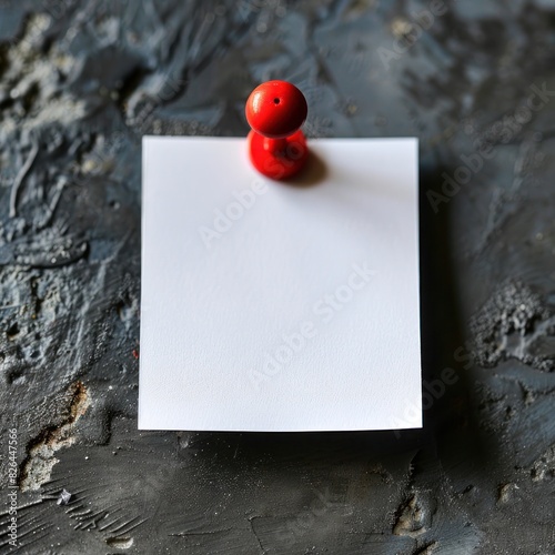 A red push pin securely attached to a piece of white paper