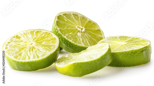 Isolated lime slices on white background