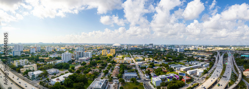 Aerial view of Downtown Miami, Florida, United States, West Palm Beach Public Dock.
