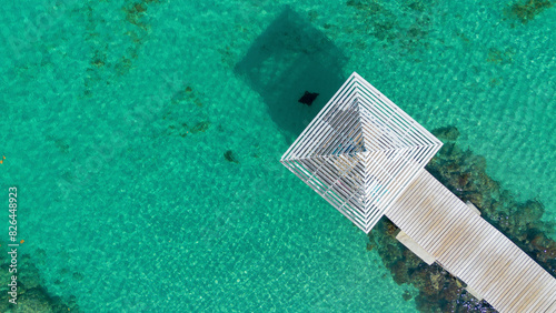 Aerial view of Eagle Rey and Sandyport Beach, Delaporte Point, Nassau, The Bahamas. photo