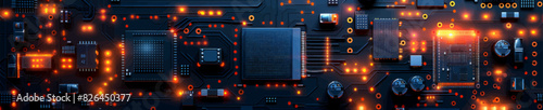 Futuristic digital circuit board illustration, glowing lights and intricate pathways symbolizing technology and innovation. Generative ai vector illustration. Pop art comic book style imitation