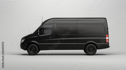 Black delivery van isolated on white background. 3D rendering.