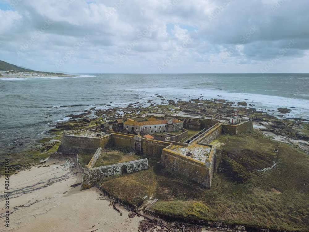 Aerial view of coastal fortress Forte da Insua, Cristelo, Viana do Castelo, Portugal. Aerial view of coastal fortress Forte da Insua, Cristelo, Viana do Castelo, Portugal.