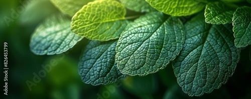 Fresh green mint leaves background