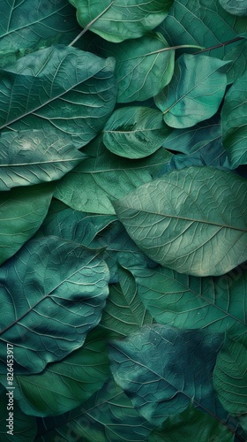 Close-up texture of vivid green leaves for a natural pattern background