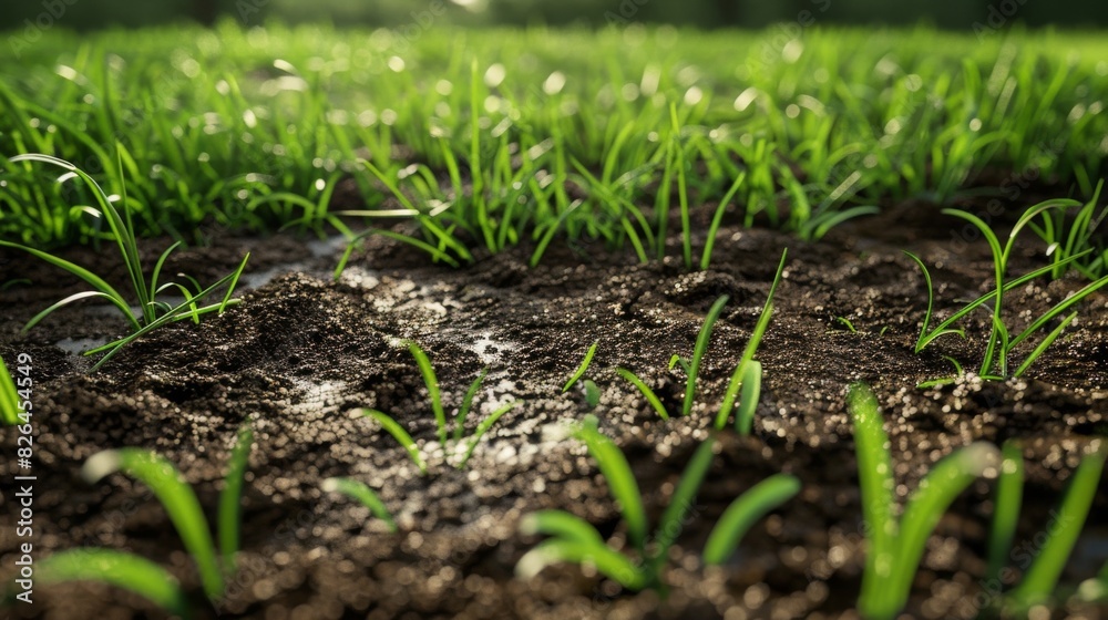 Scenic view of grassland with dirt and rocks in the distance. Outdoor concept Scenic view of grassland with dirt and rocks in the distance. Outdoor concept