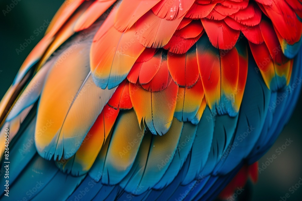 Fototapeta premium a closeup image of a parrot's wing feathers