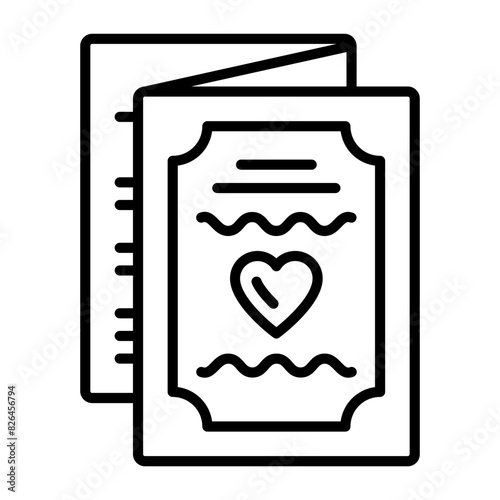 three fold Party invitation Card concept, letter asking the recipient to attend wedding vector outline icon, Muslim marriage Symbol, Islamic wedding customs Sign, Pakistani matrimony illustration