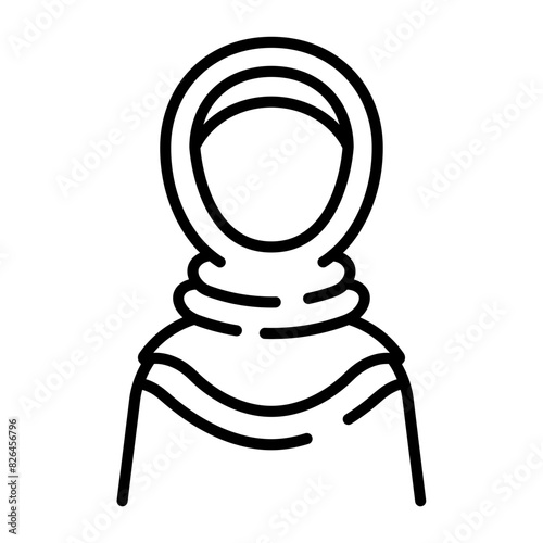 Traditionally the brides veil or head covering dupatta or chador concept vector outline icon, Muslim marriage Symbol, Islamic wedding customs Sign, Pakistani matrimony stock illustration