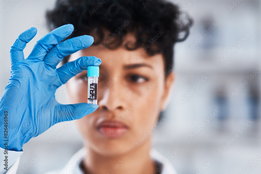 Sample, blood and healthcare in bottle, hand and scientist in lab, working and chemical for pharmaceutical. Medicine, person and test for diabetes in hospital, wellness and science for exam of liquid Sample, blood and healthcare in bottle, hand and scientist in lab, working and chemical for pharmaceutical. Medicine, person and test for diabetes in hospital, wellness and science for exam of liquid
