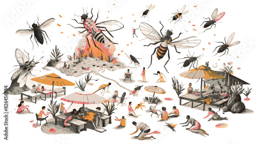 Summer Picnic Disturbed by Swarm of Insects: Chaos and Nature