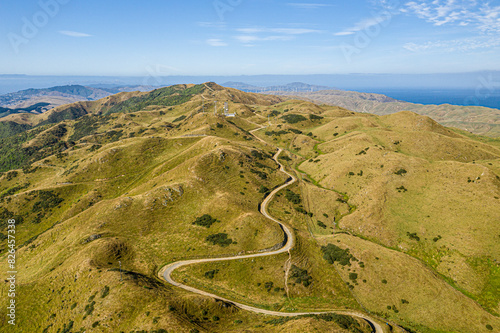 Aerial view of Summit Rangituhi, Kenepuru, Porirua, Wellington, New Zealand.