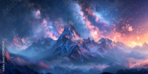 Moonlit Mountain Splendor A Celestial Landscape of Serene Majesty © Thares2020