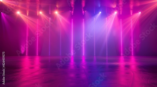 Blue abstract light. Diode tape, light line. blue and pink gradient. Modern background, neon light. Empty stage, spotlights, neon