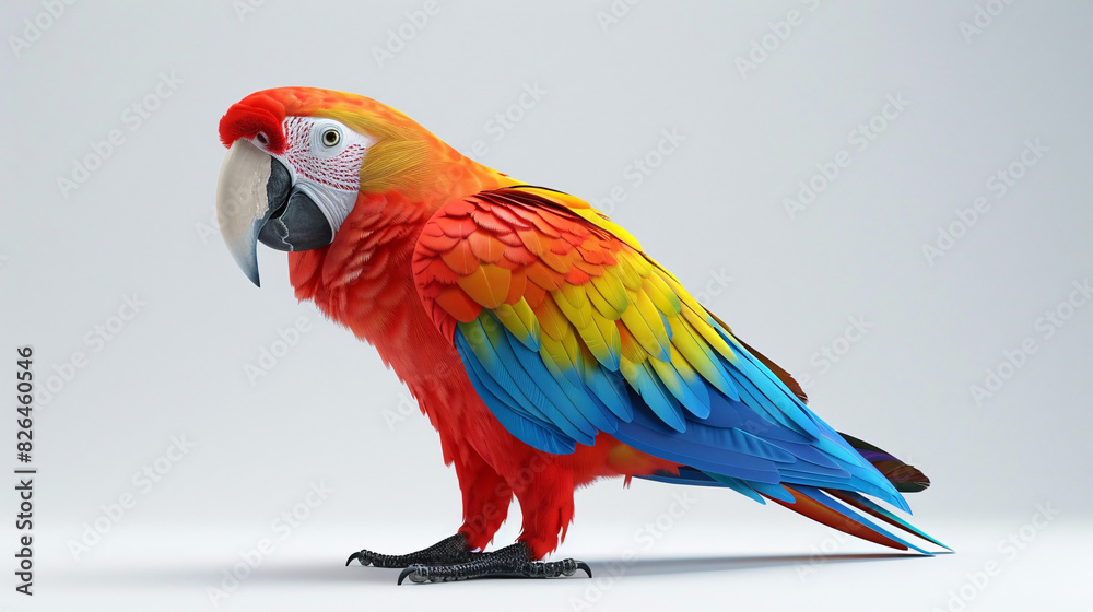 Fototapeta premium 3D graphic of a colorful parrot on a white background