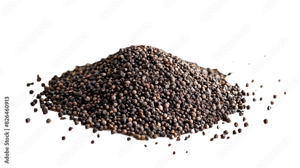 Neatly Piled Minced Black Pepper, isolated on white, top view Neatly Piled Minced Black Pepper, isolated on white, top view