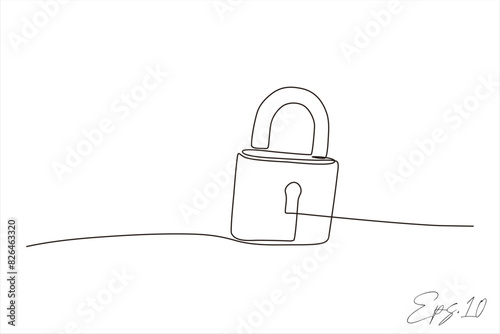 padlock continuous line vector illustration